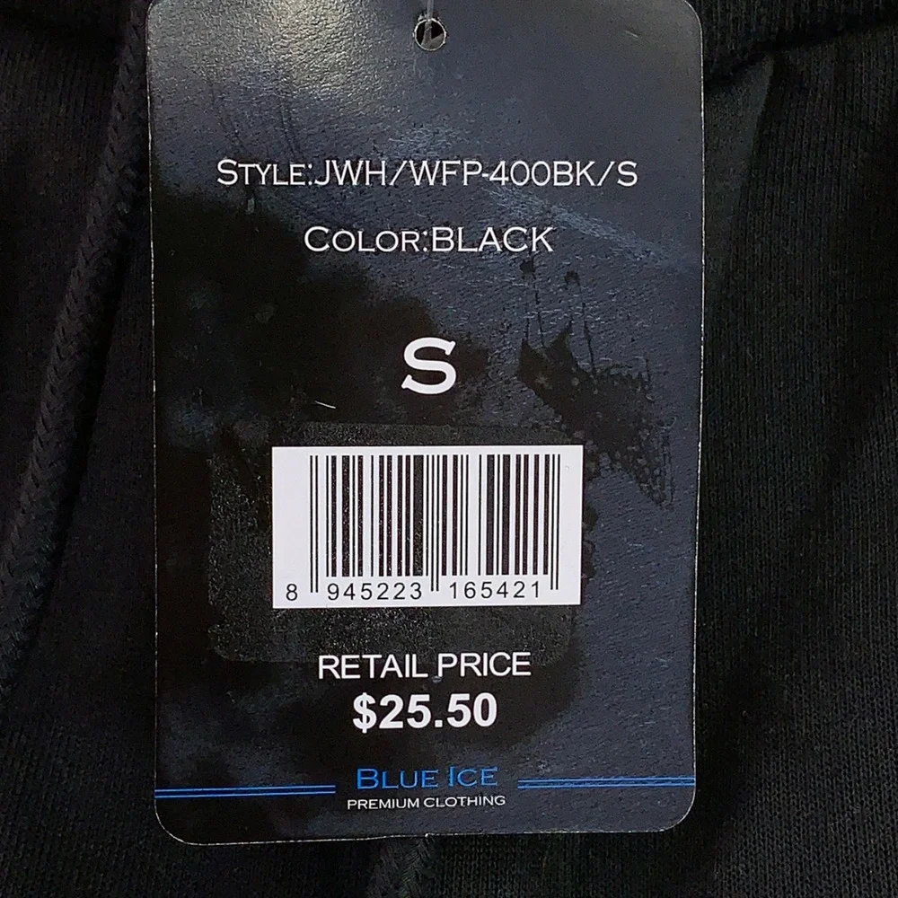 Blue Ice Mens Small Black Fleece Tapered Jogger Sweatpants NWT